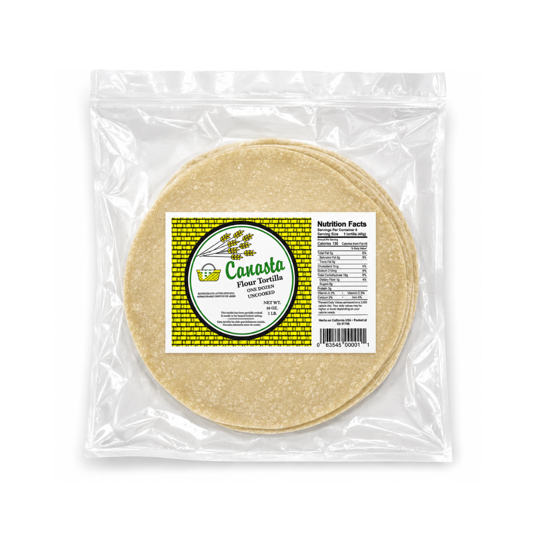 Canasta Uncooked Flour Tortillas  Lard Base – 5 Pack Bundle +  Free Warmer