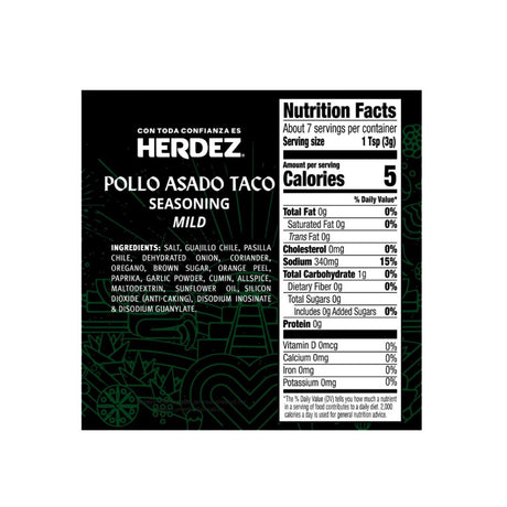Herdez Pollo Asado Taco Seasoning Mild – Chile & Spices  .78 oz