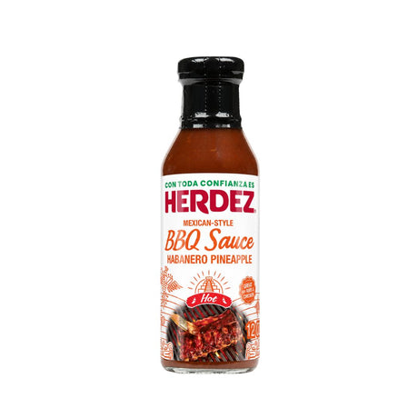 Herdez Mexican-style BBQ sauce bottle on a white background