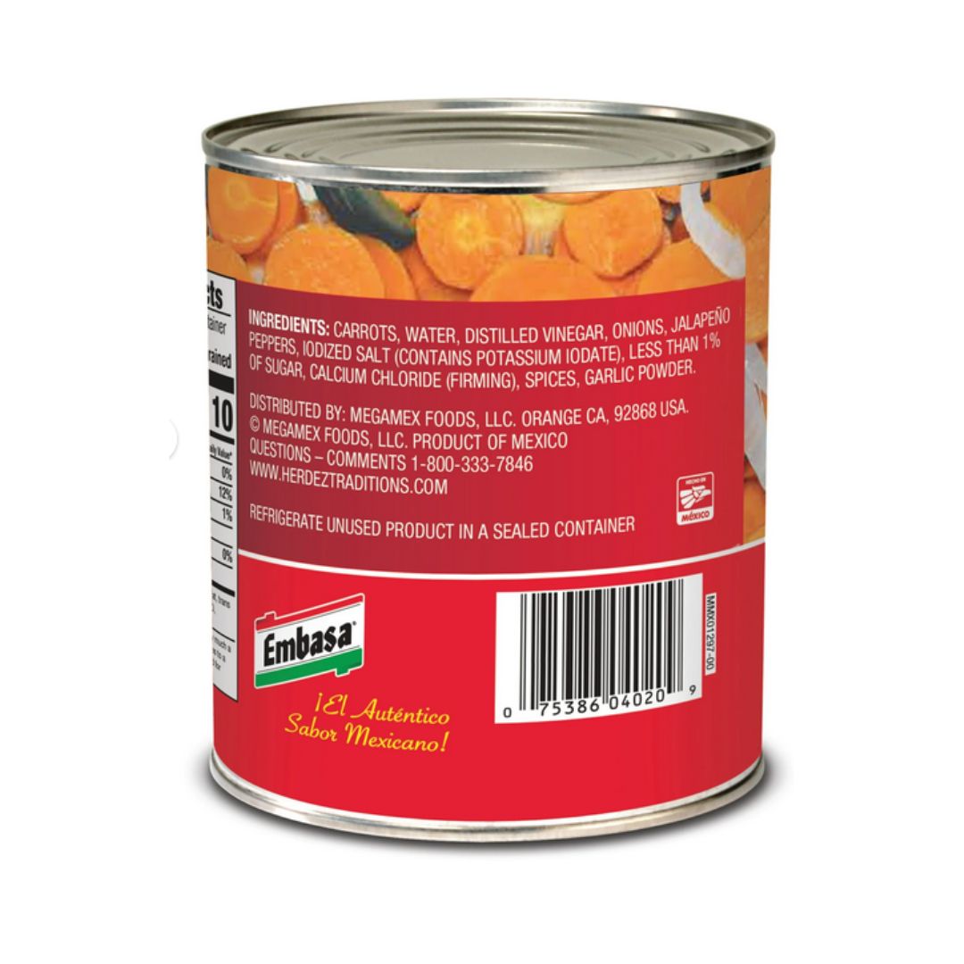 Embasa Carrots in Escabeche – Pickled Mexican Carrots 26 oz