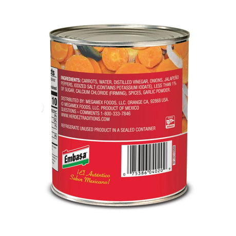 Embasa Carrots in Escabeche – Pickled Mexican Carrots 26 oz