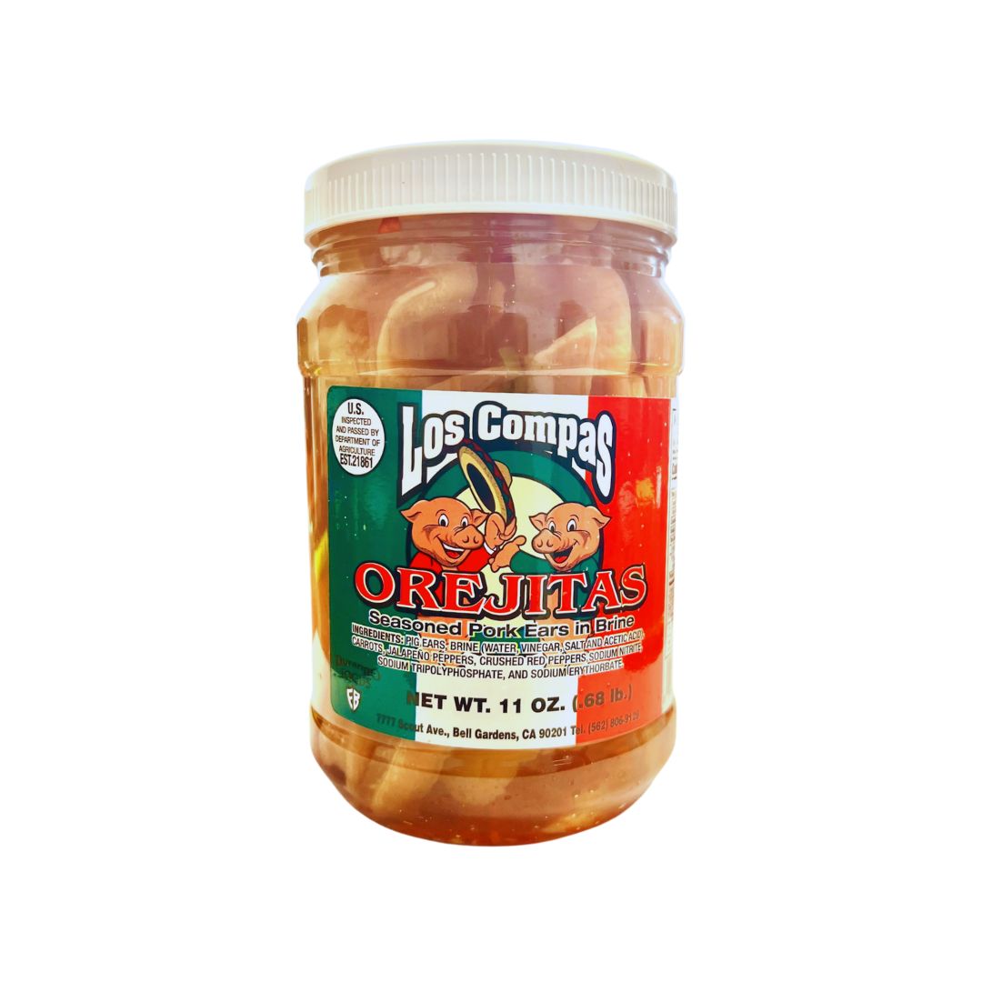 Los Compas Seasoned Pork Ears in Brine – 11 oz  (by Durango Foods)