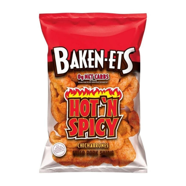 Baken-ets Hot' n Spicy Pork Rinds / Chicharrones - 4 oz
