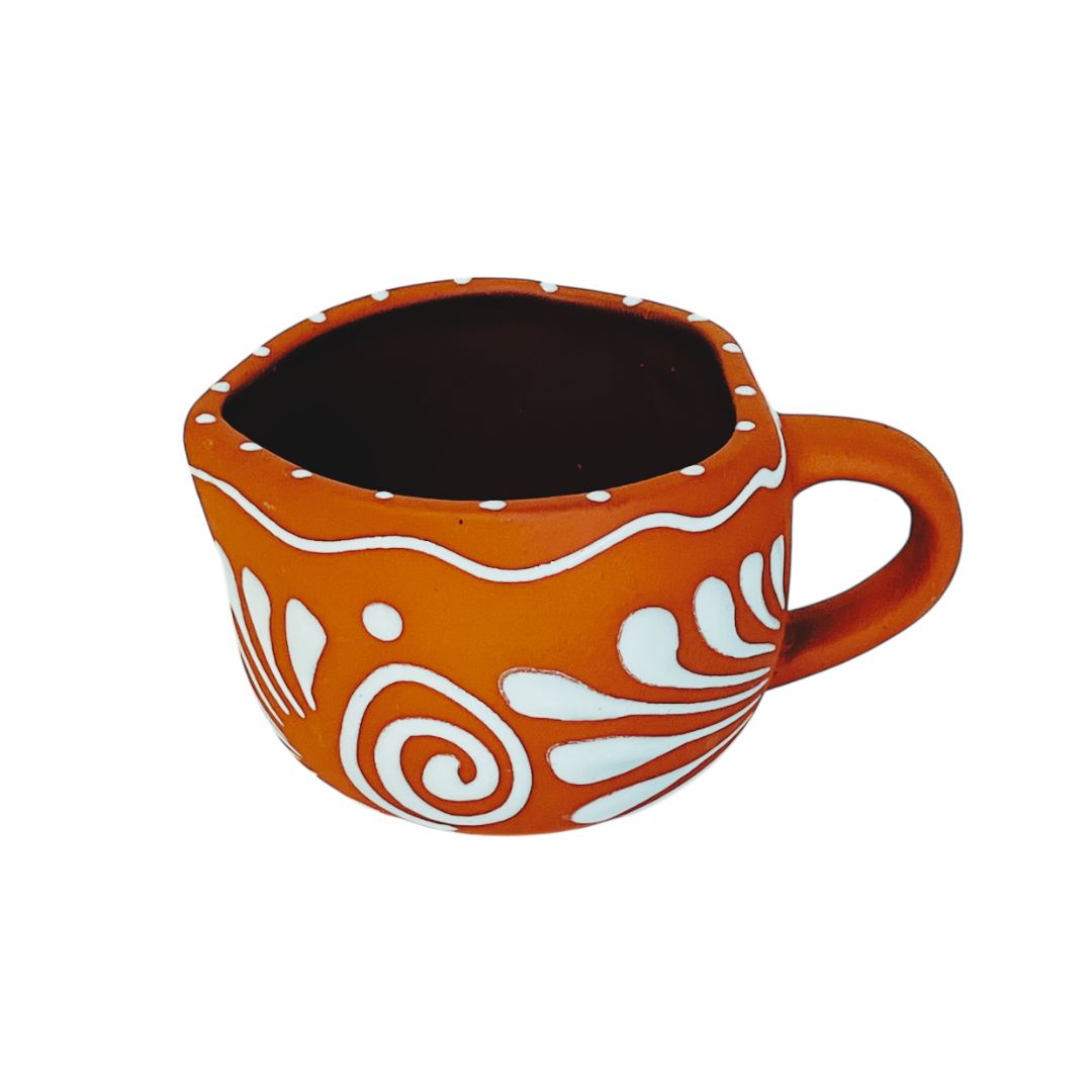 Heart Shape Clay Mug Terracotta Plumeado -15 oz