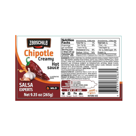 Zaaschila Crema Chipotle Untable – Salsa Cremosa Chipotle 9.35 oz