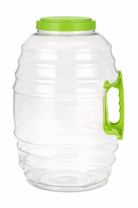 Plastic Jar Vitrolero w/ Lime Green Lid and Side Handle 5 gal - MexGrocer.com