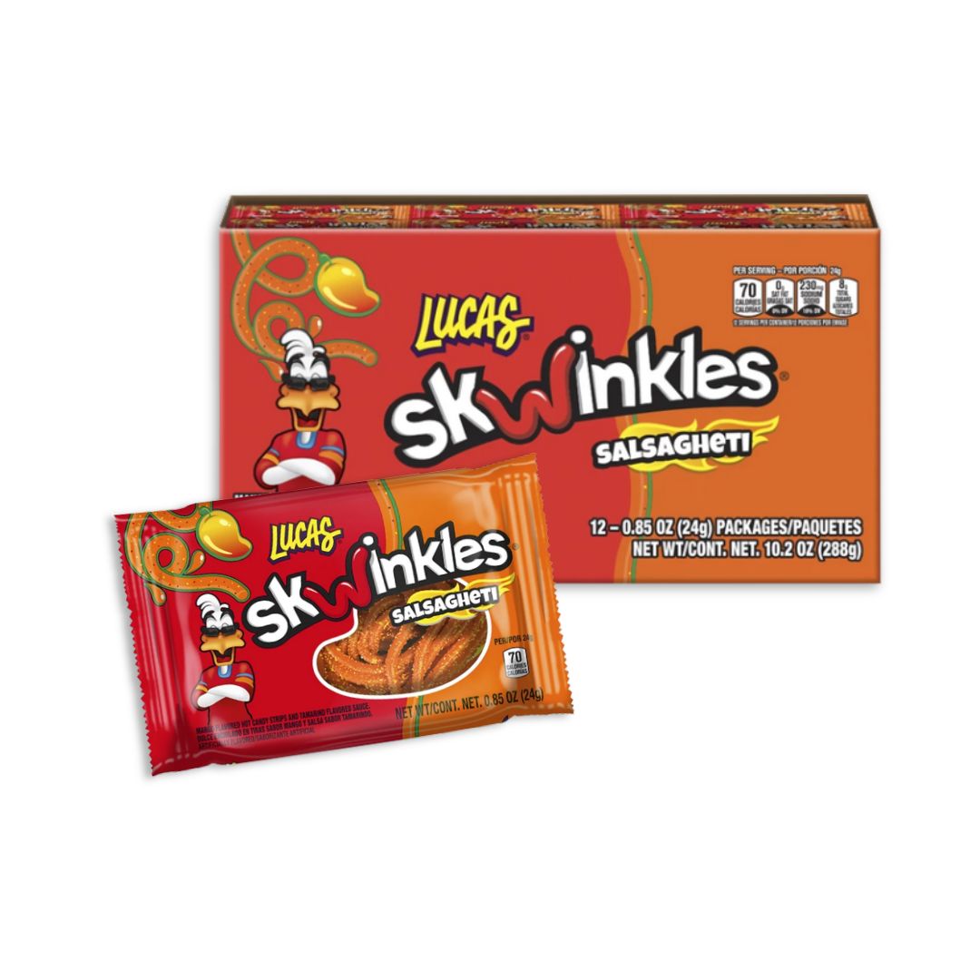 Lucas Salsagheti Gusanos Mango- Hot Mexican Candy Straws - 12 ct