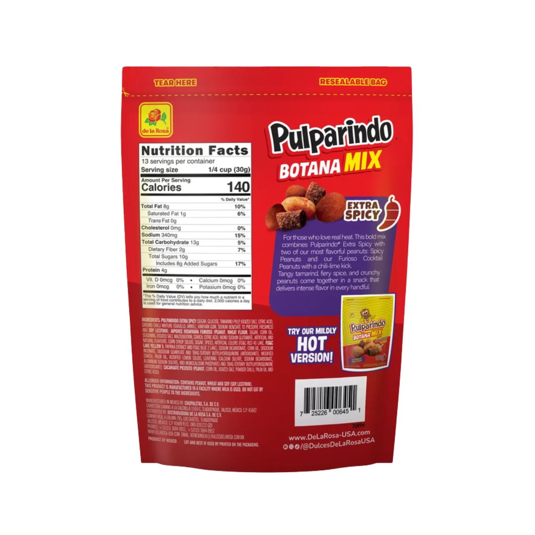 Pulparindo Botana Mix with Pulparindo Bites – Extra Spicy Peanut Snack 14.1 oz