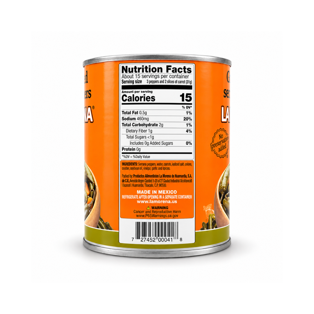 La Morena Green Pickled Serrano Peppers – Chiles Serranos en Escabeche 28.2 oz