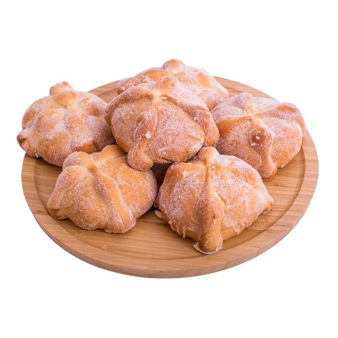 Six individual small Pan de Muerto breads from MexGrocer.com