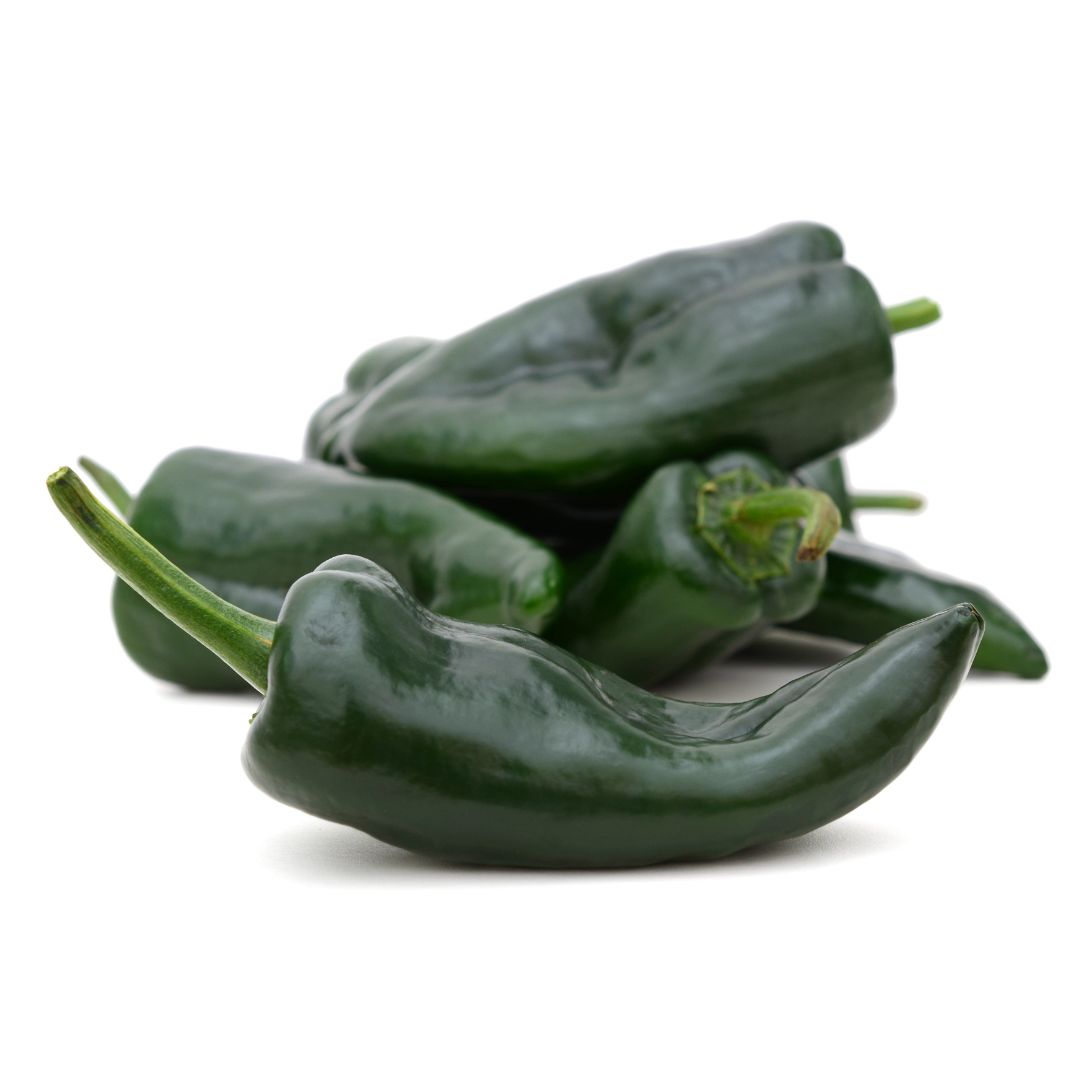 Fresh Chile Poblano Peppers - Chiles Poblanos Frescos - 6 ct
