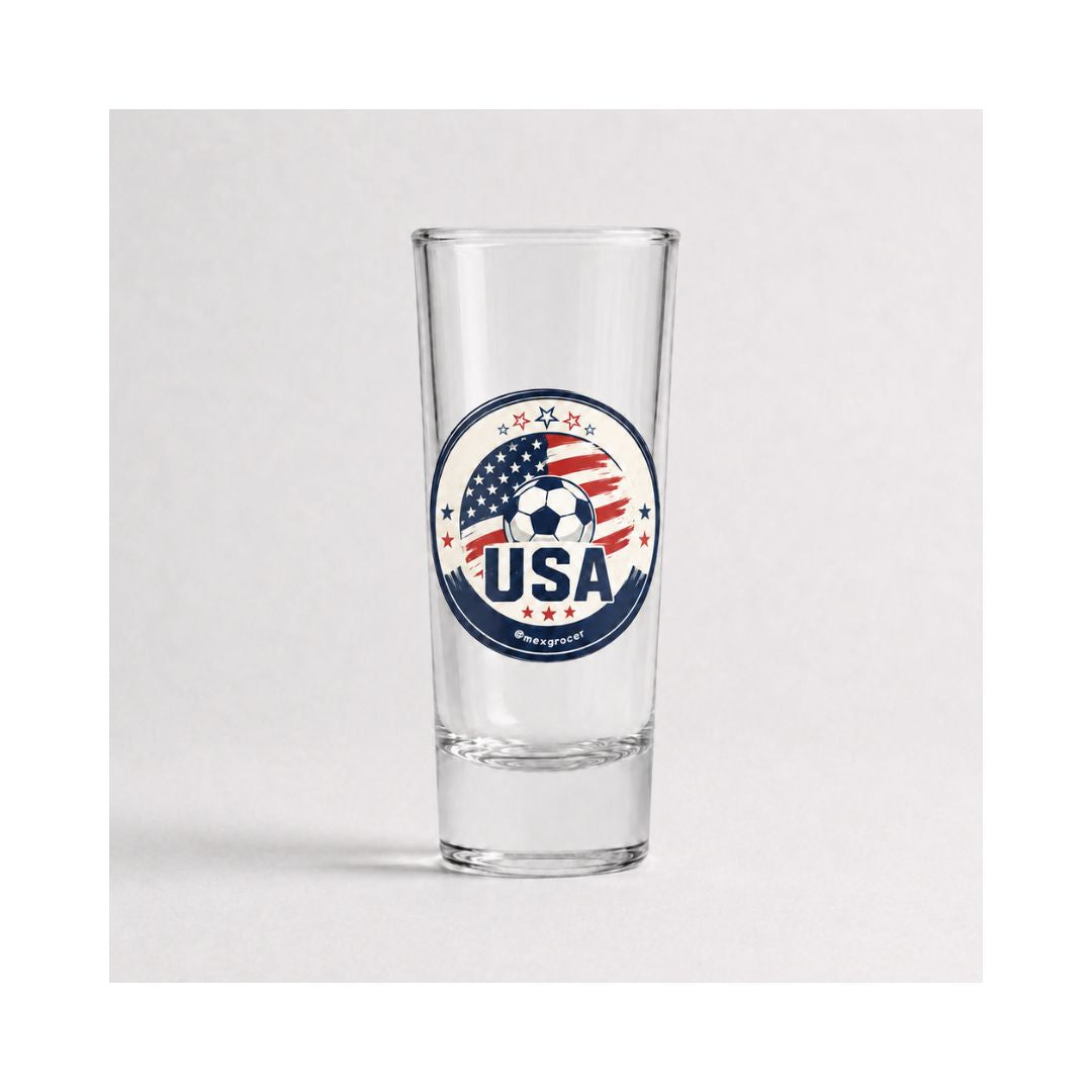 Vaso de Tequila Copa del Mundo – Diseño de Fútbol de México y EE. UU. - 2 oz