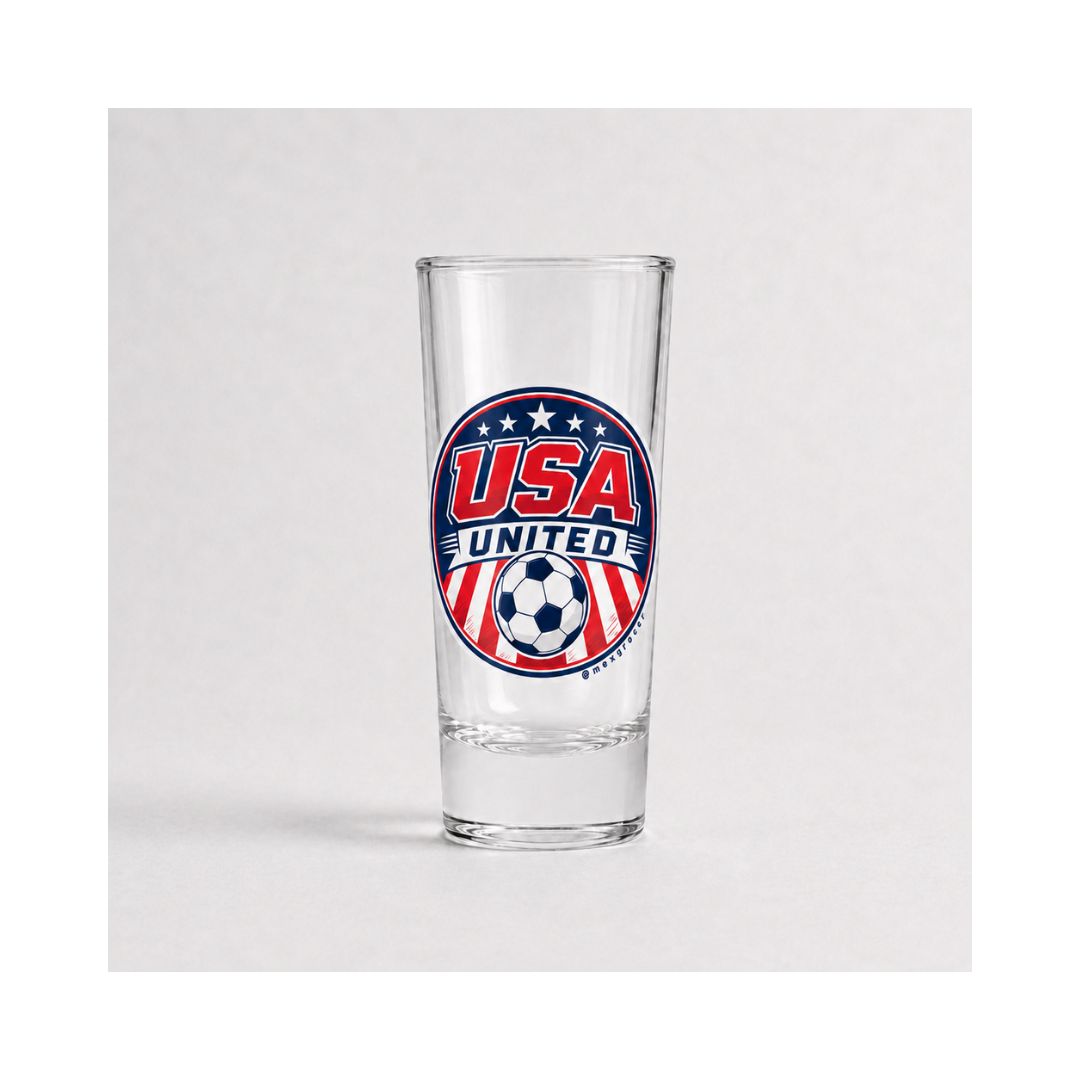 Vaso de Tequila Copa del Mundo – Diseño de Fútbol de México y EE. UU. - 2 oz