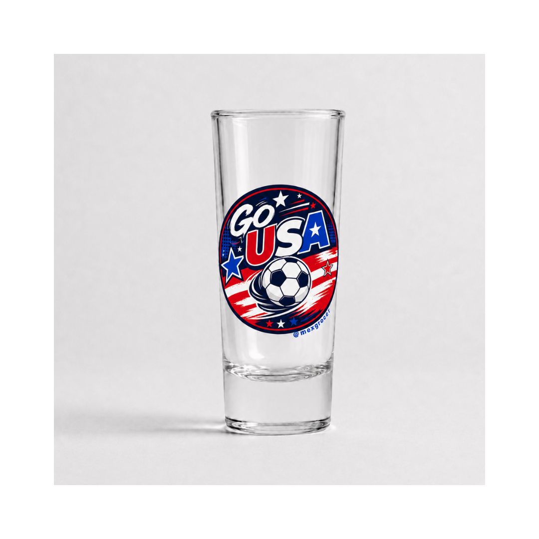 Vaso de Tequila Copa del Mundo – Diseño de Fútbol de México y EE. UU. - 2 oz