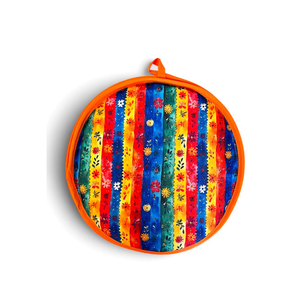 Vaporera de bolsillo y calentador de tortillas de la marca Kitchen – Naranja Floral 10"