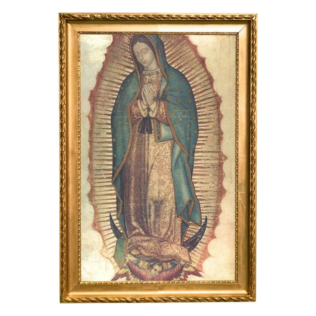 Our Lady of Guadalupe Picture - Golden Wood Frame - 36" x 21"