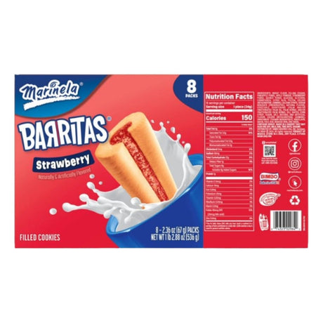 Marinela Barritas de Fresa - Strawberry Filled Fruit Bars - 6 Twin Packs
