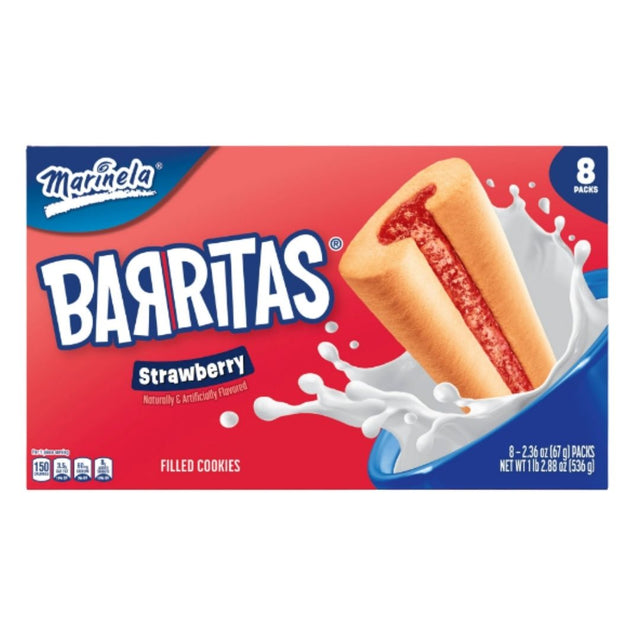 Marinela Barritas de Fresa - Strawberry Filled Fruit Bars - 6 Twin Packs - 11.2 oz