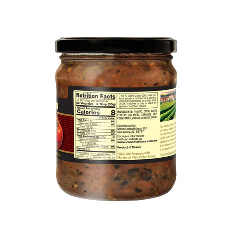 Casa Martinez Gourmet Salsa Roja Quemada – Medium Mexican Roasted Salsa 16 oz