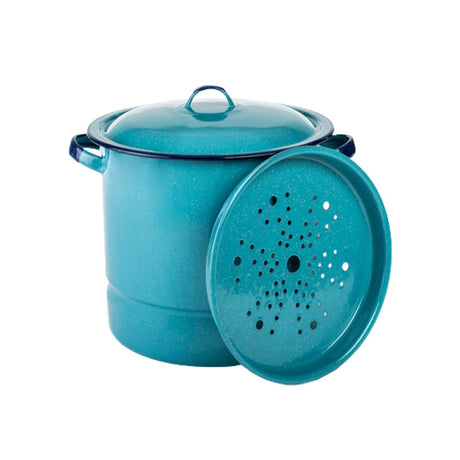 Cinsa Turquoise Blue 15-Quart Enamel Tamale Steamer with Lid and Trivet