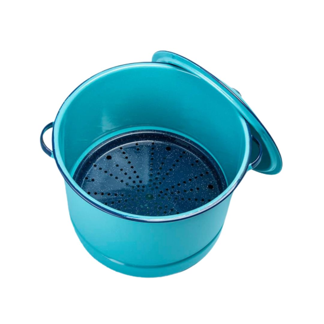 Cinsa 34-Quart Enamel Tamale Steamer Pot with Lid & Trivet