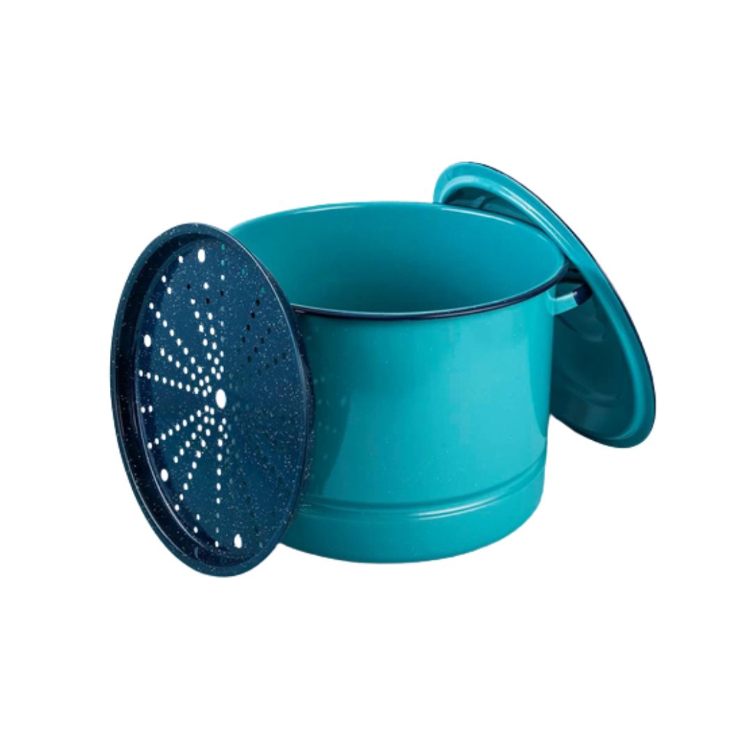 Cinsa 34-Quart Enamel Tamale Steamer Pot with Lid & Trivet