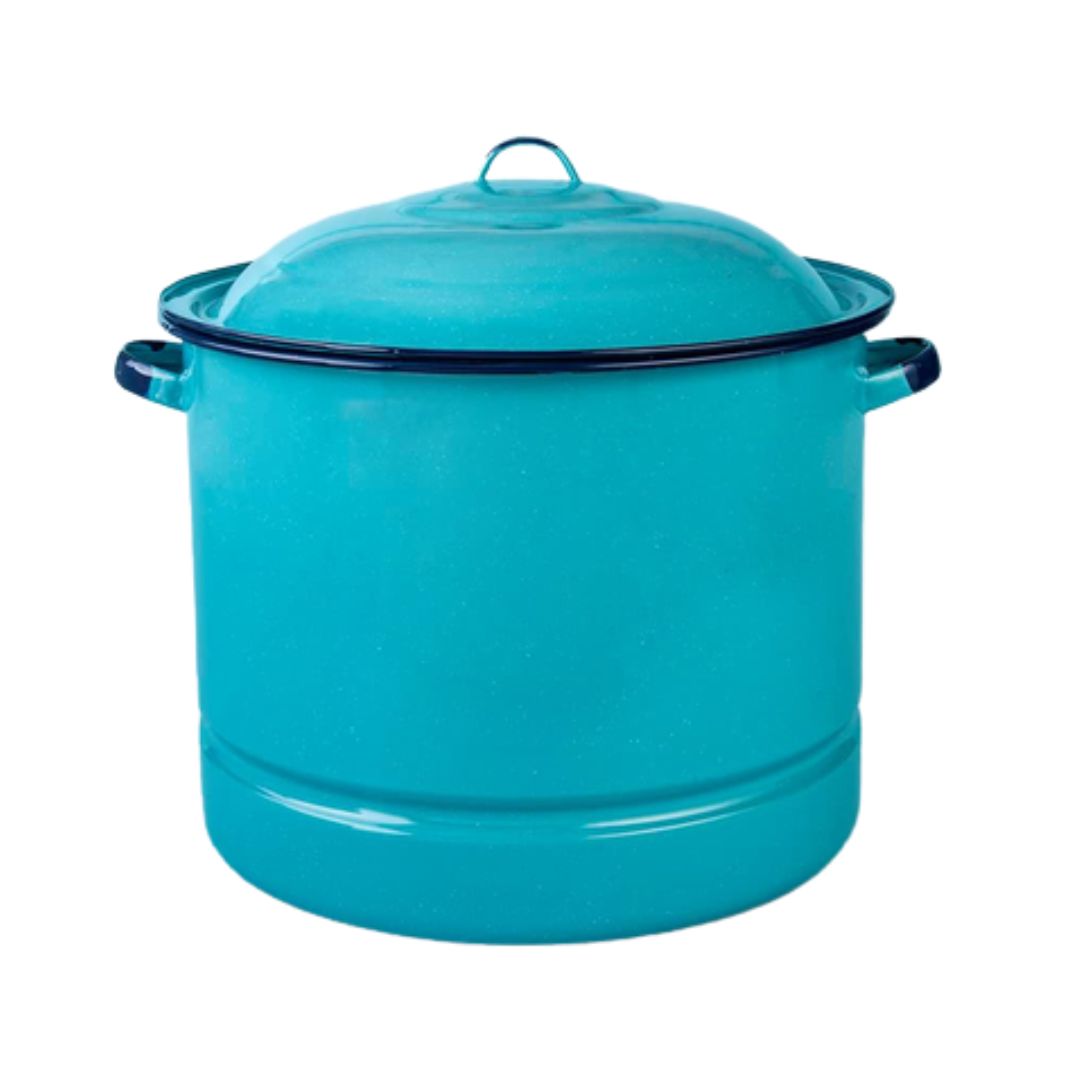 Cinsa 34-Quart Enamel Tamale Steamer Pot with Lid & Trivet