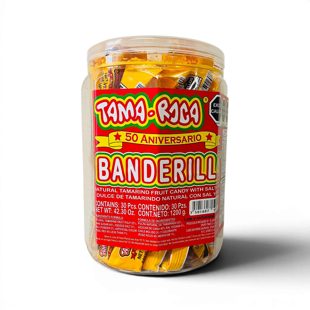Tama Roca Tamarind Banderilla Enchilada Candy Sticks – 30 ct (42.3 oz) 7" Natural Tamarind