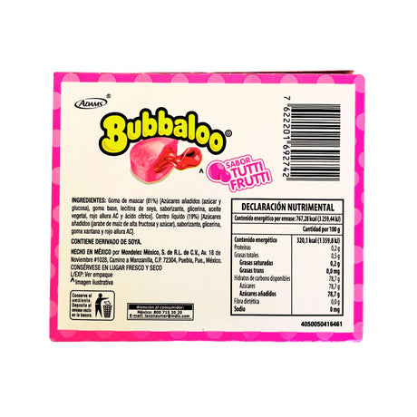Chicle Adams Bubbaloo Tutti Frutti – Goma Rellena 47 Unidades
