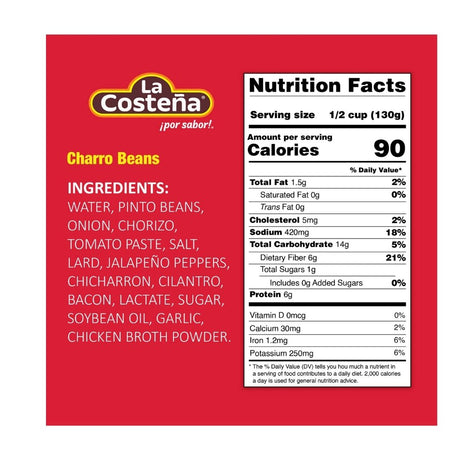 La Costena Charro Beans Frijoles Charros - 19.75 oz