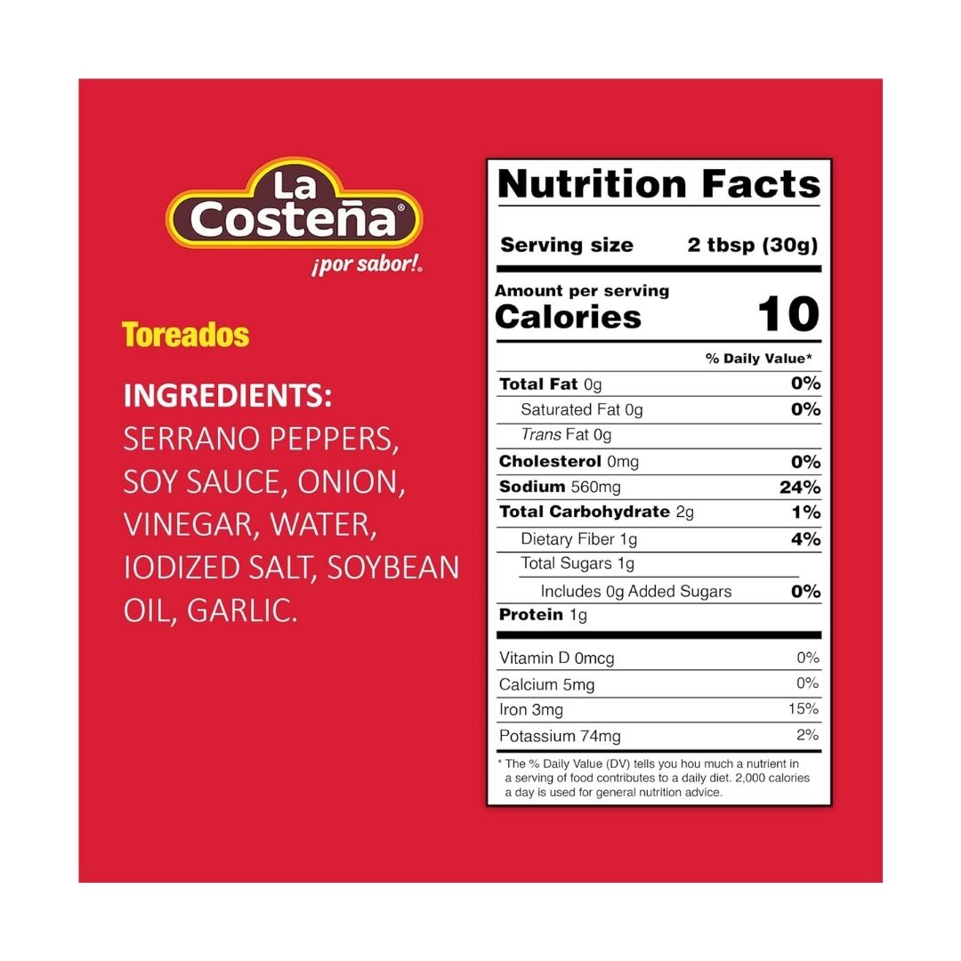La Costena Fire Roasted Sliced Serranos Toreados - 7.76 OZ