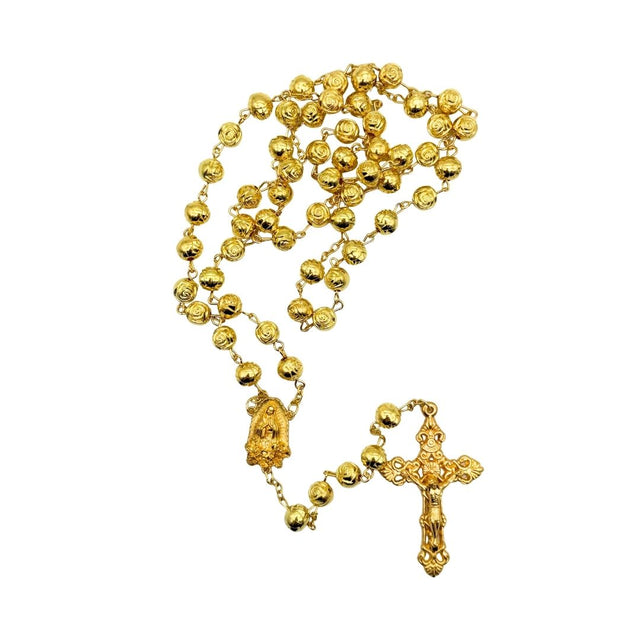 Our Lady of Guadalupe Gold Tone Rosebud Bead Rosary - 1 unit