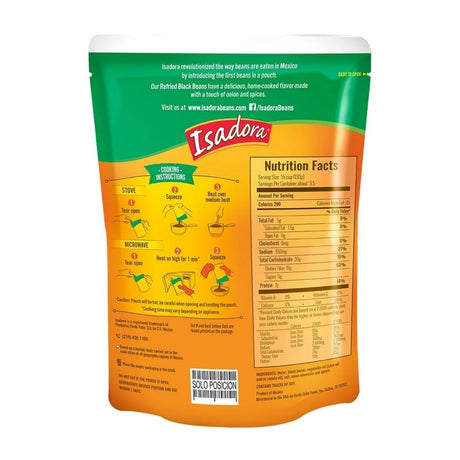 ISADORA Refried Black Beans Pouch (Pack of 2)