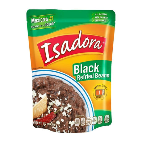 ISADORA Refried Black Beans Pouch (Pack of 2) - 15.2 oz