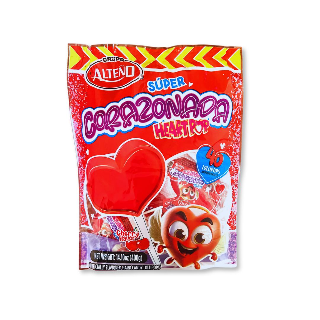 Alteño Super Corazonada Heart-Shaped Lollipops – 40 Count