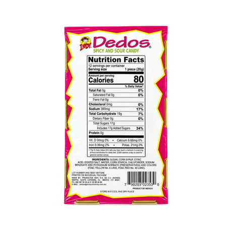 Indy Dedos Dulce Acidulado y Picosito (8.4 oz) - 12 unidades