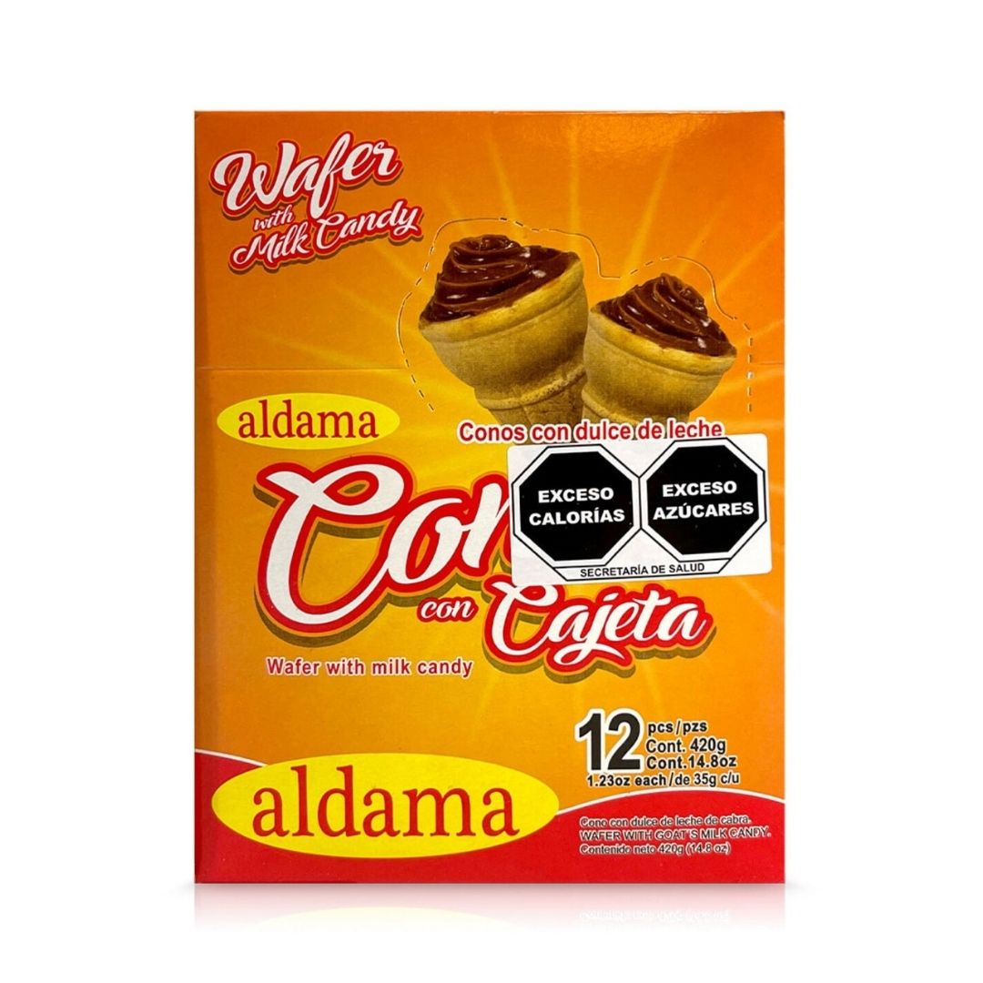 Aldama Conos con Cajeta Wafer with Dulce de Leche Milk Candy - 12 ct