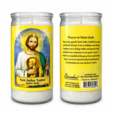 St. Jude Thaddeus - San Judas Tadeo White 4" Candle – Eternalux - MexGrocer.com