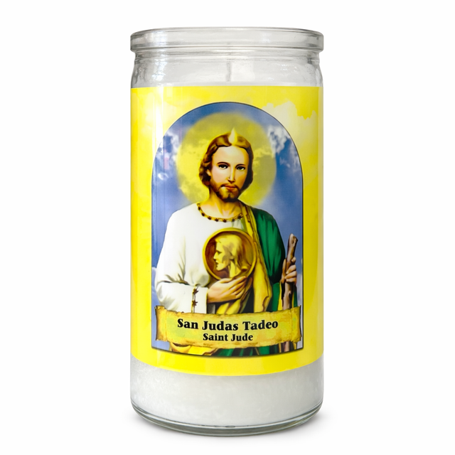 St. Jude Thaddeus - San Judas Tadeo White 4" Candle – Eternalux - MexGrocer.com