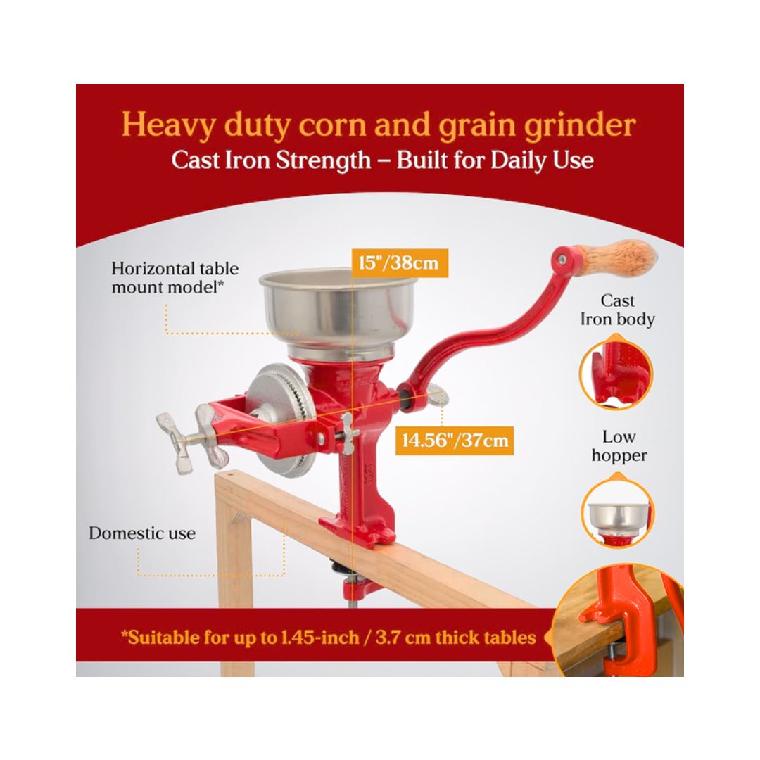 Estrella Cast Iron Manual Corn Grinder – Hand Grain Mill - Molino de Mano