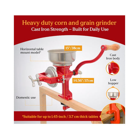 Estrella Cast Iron Manual Corn Grinder – Hand Grain Mill - Molino de Mano