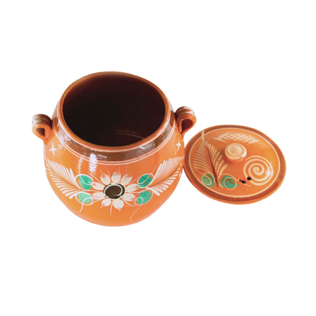Olla de Barro Frijolera sin Plomo / Lead Free Clay Bean Pot with lid Large - 6 qt - MexGrocer.com