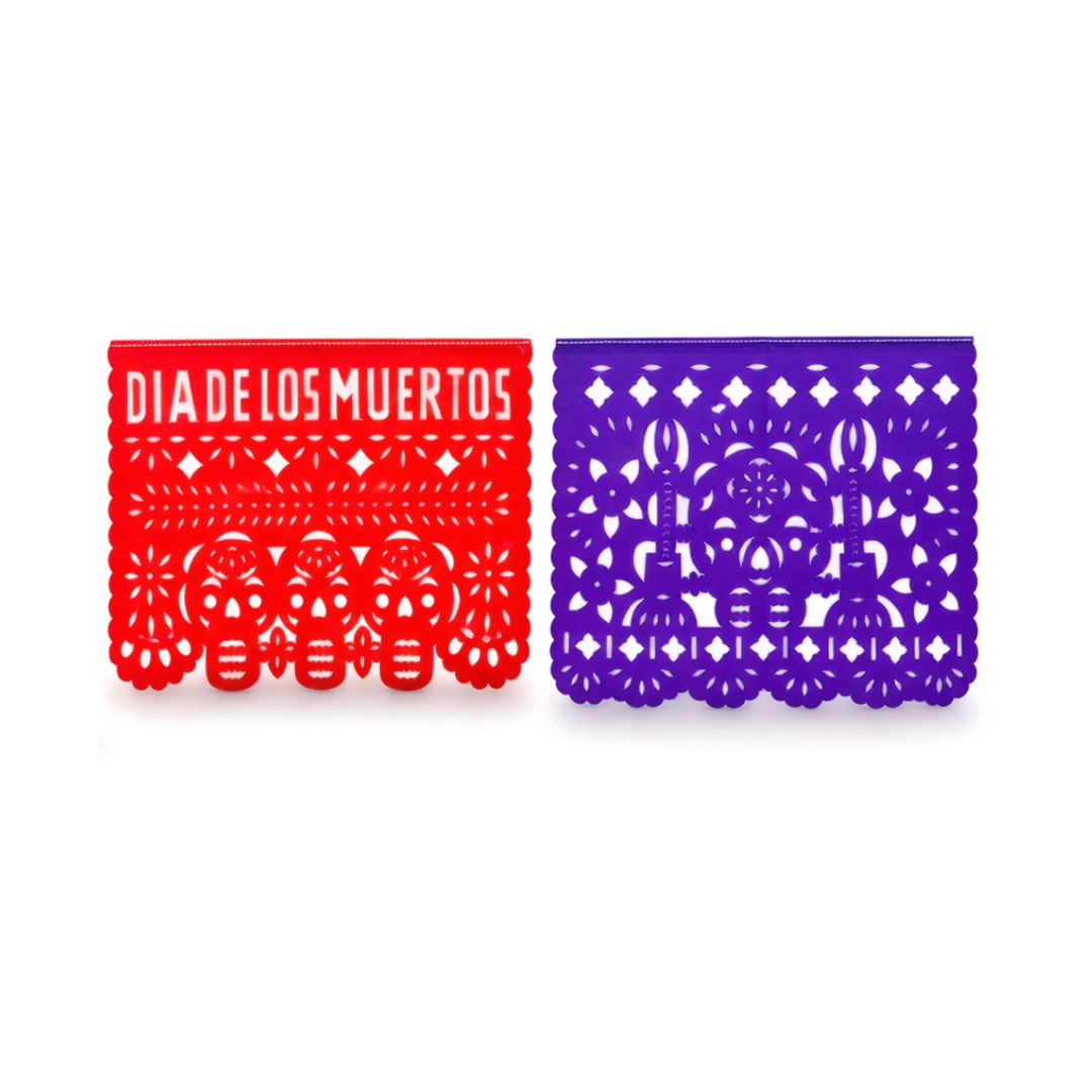 La Mexicana Plastic Día de los Muertos Papel Picado – 10 Sheets / 17 ft Long
