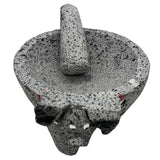 Molcajete Pig Head - Black Lava Stone Bowl (Pintado) - 7" / 8"