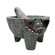Molcajete Pig Head - Black Lava Stone Bowl (Pintado) - 7" / 8"