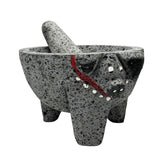 Molcajete Pig Head - Black Lava Stone Bowl (Pintado) - 7" / 8"