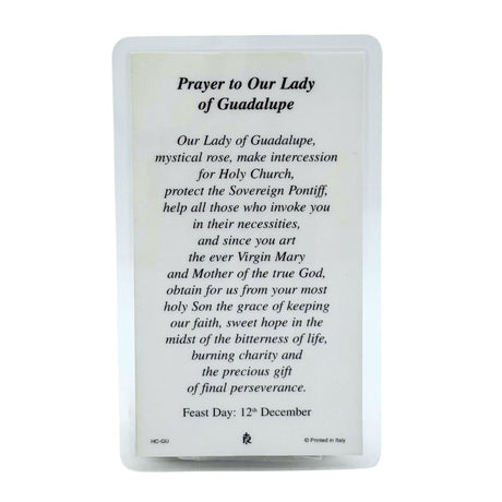 Our Lady of Guadalupe Holy Card Laminated - 1 unit