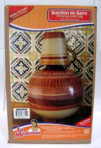Botellon con vaso - barro sin plomo / Terracotta Water Jug - Lead Free - 4 qt - 1 set