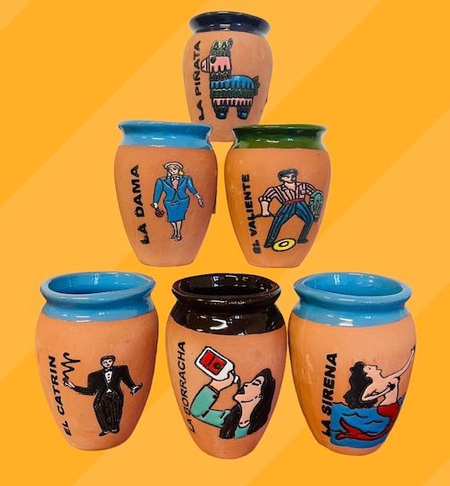 (6 PACK) Cantaritos Loteris Assorted Designs and Colors - 14 oz