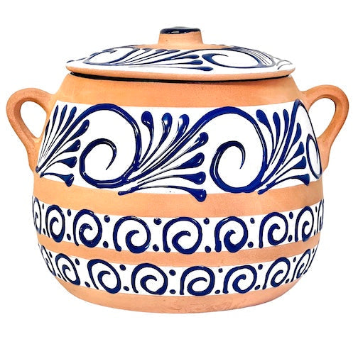 Traditional Mexican clay bean pot with lid from MexGrocer